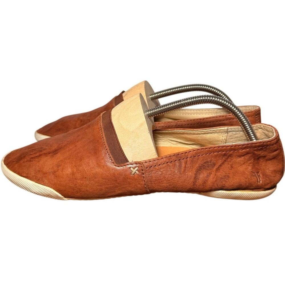 Frye Melanie Women Slip On Shoes Cognac Leather Sneakers Flats 11M